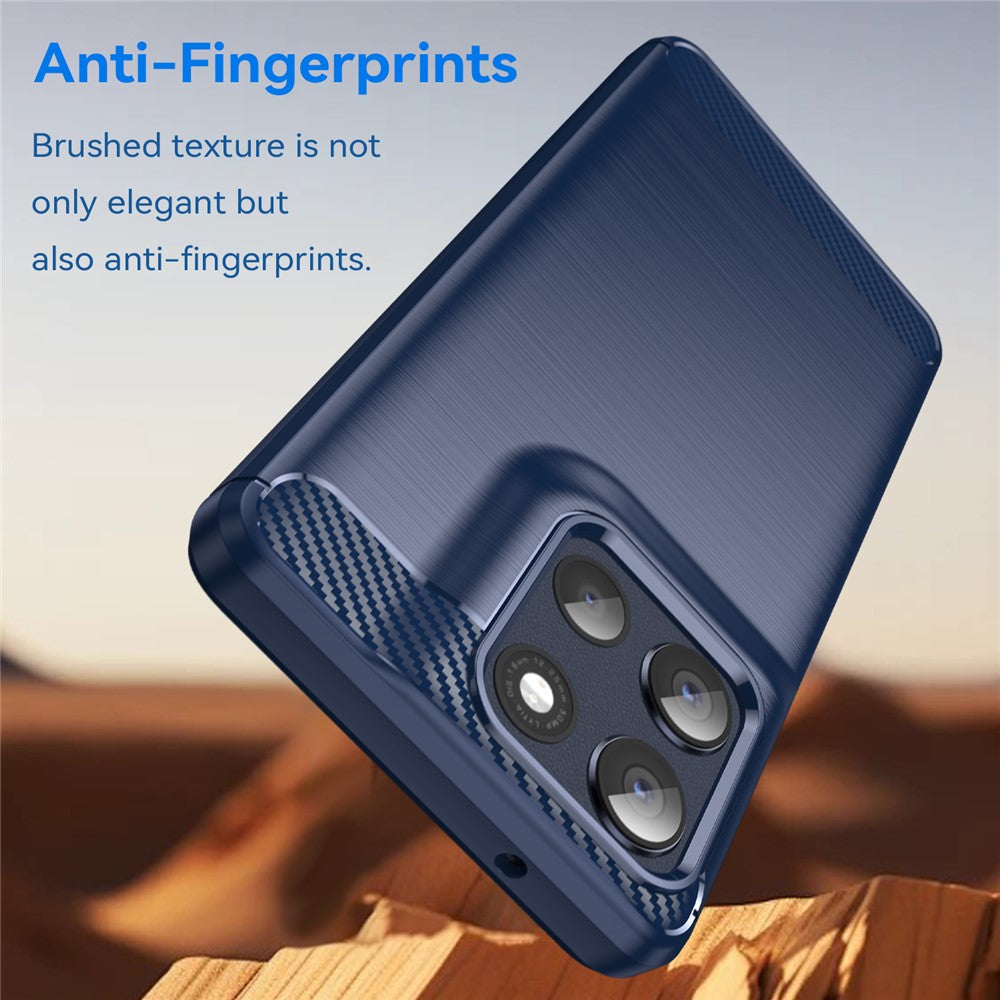 For Motorola Moto G100 Pro 5G / G86 5G Case Protective Phone Cover Carbon Fiber Texture Brushed - Blue