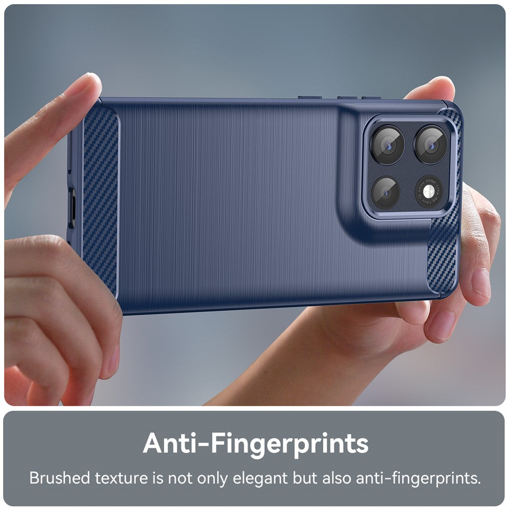 For Motorola Moto G100 Pro 5G / G86 5G Case Protective Phone Cover Carbon Fiber Texture Brushed - Blue