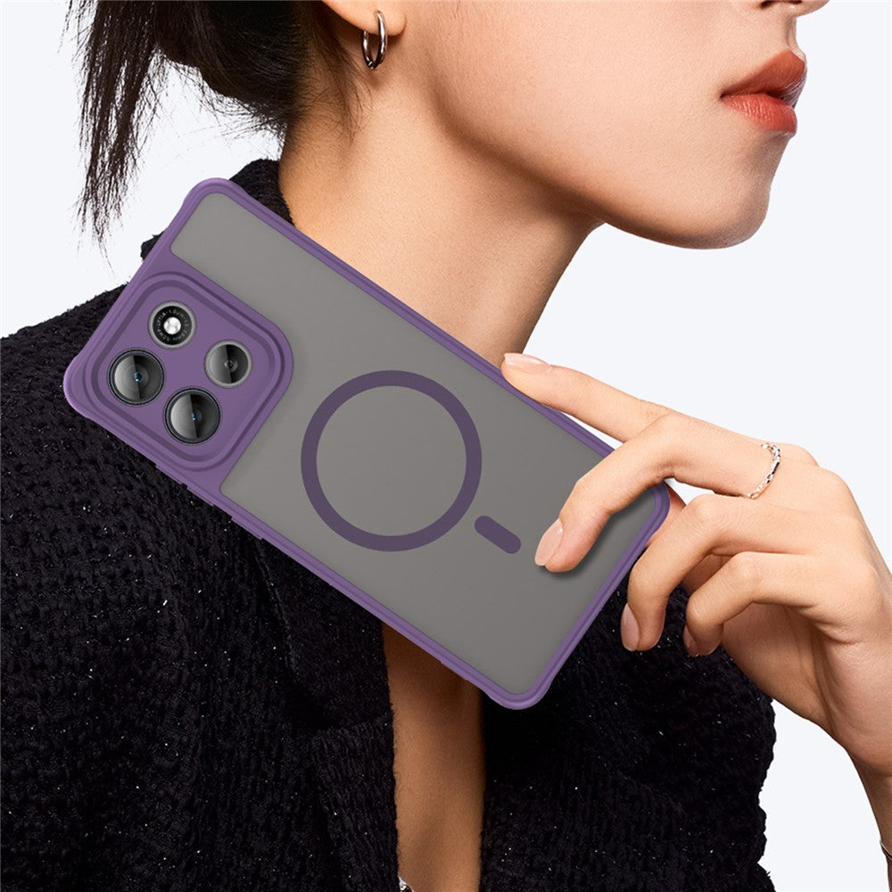 For Motorola Moto G100 Pro 5G Magnetic Case Anti Drop PC + TPU Phone Cover - Purple