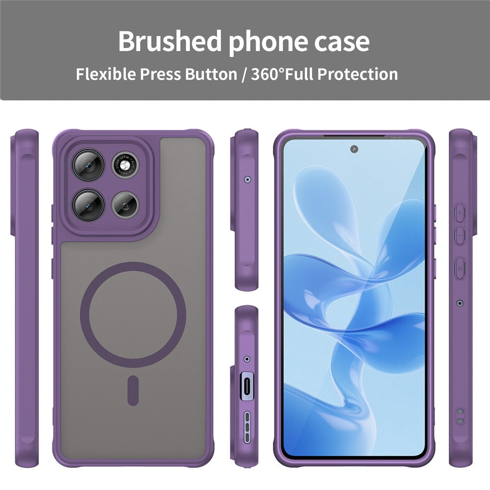 For Motorola Moto G100 Pro 5G Magnetic Case Anti Drop PC + TPU Phone Cover - Purple
