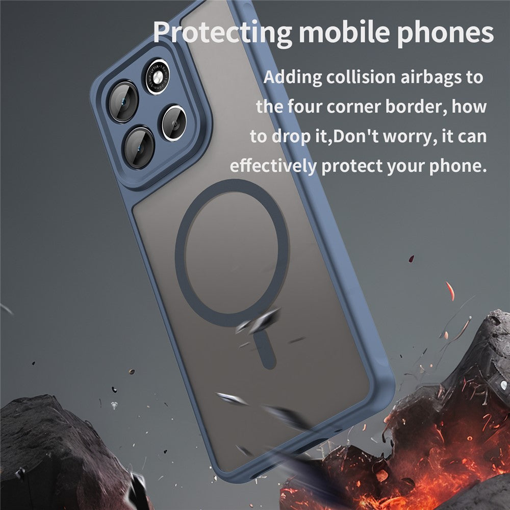 For Motorola Moto G100 Pro 5G Magnetic Case Anti Drop PC + TPU Phone Cover - Blue