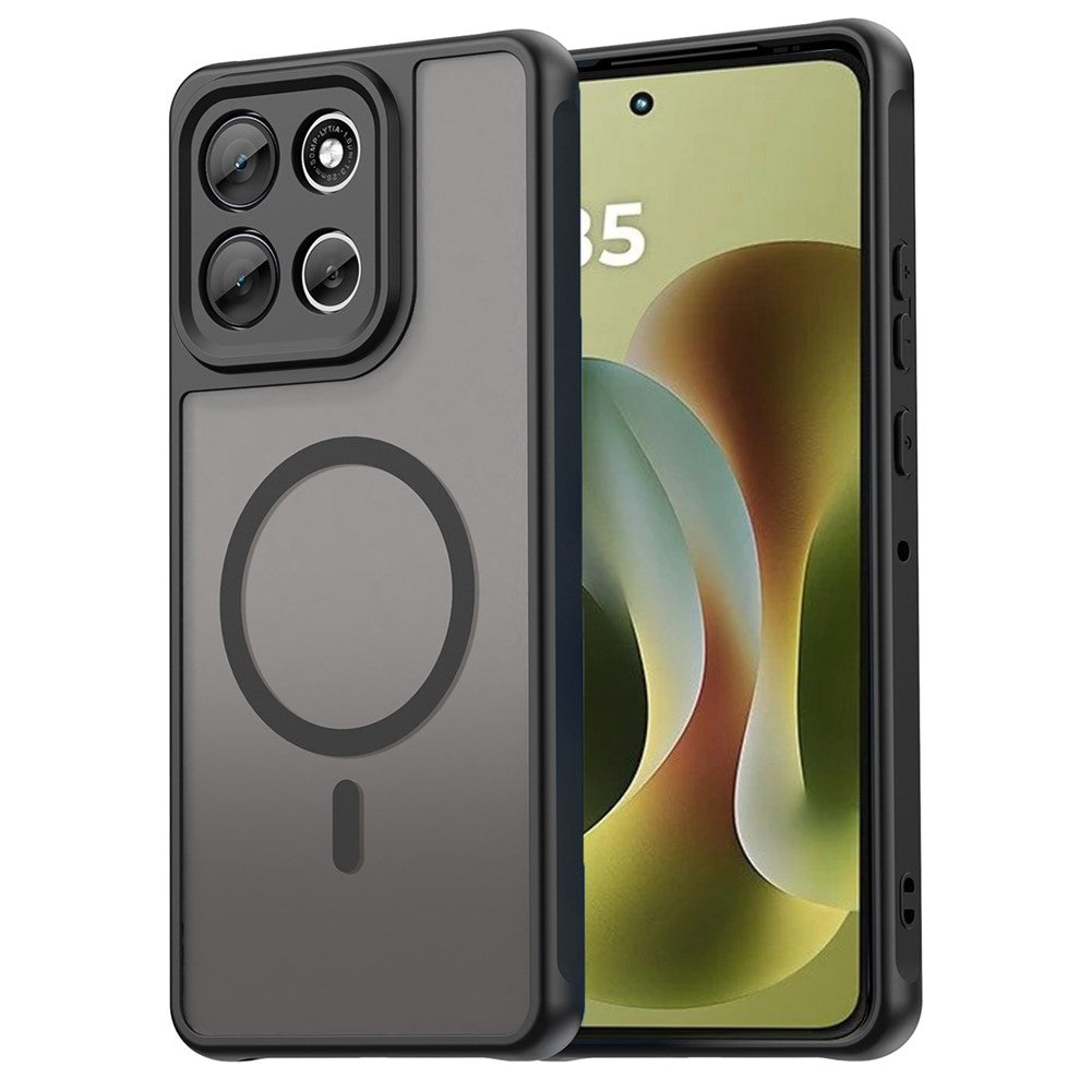 For Motorola Moto G100 Pro 5G Magnetic Case Anti Drop PC + TPU Phone Cover - Black