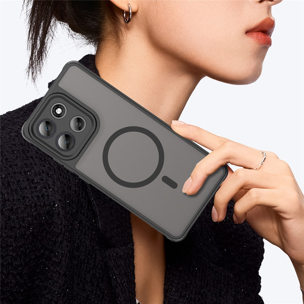 For Motorola Moto G100 Pro 5G Magnetic Case Anti Drop PC + TPU Phone Cover - Black