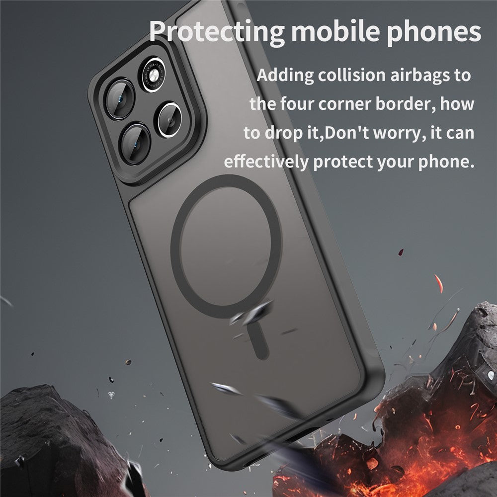 For Motorola Moto G100 Pro 5G Magnetic Case Anti Drop PC + TPU Phone Cover - Black