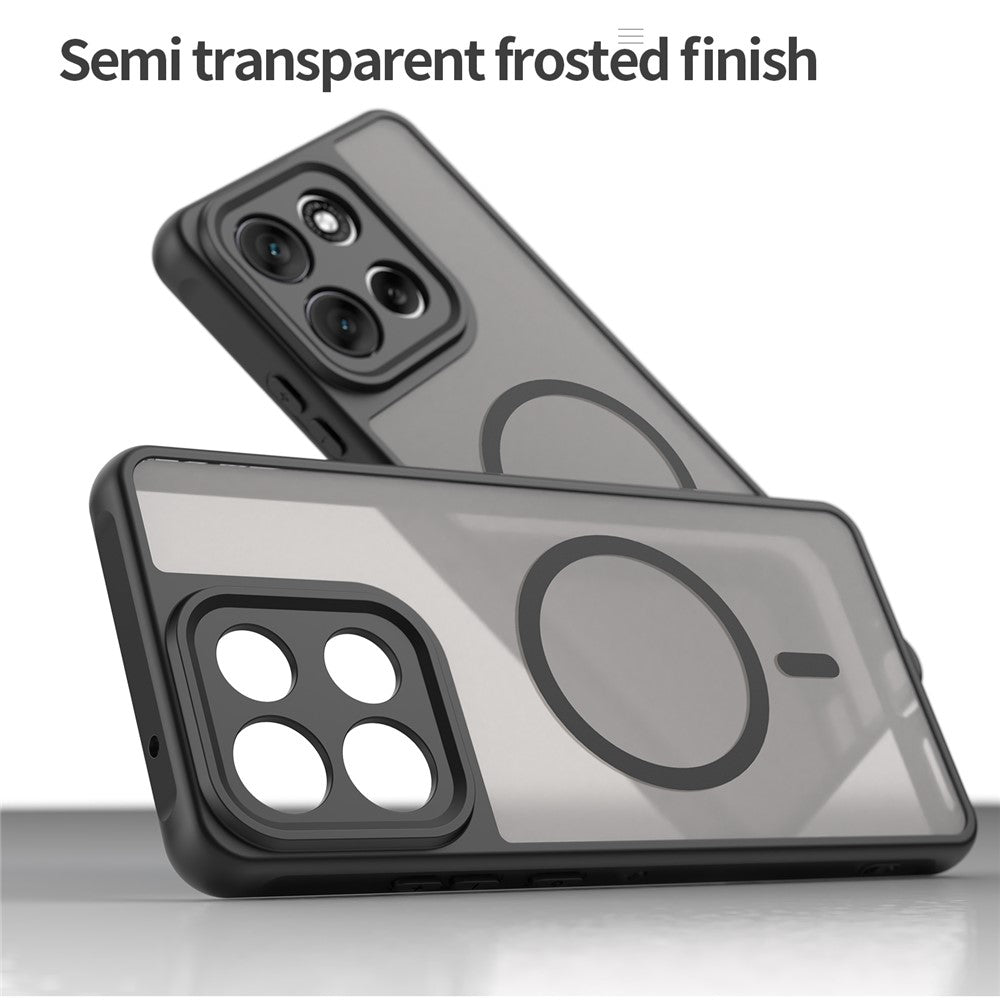 For Motorola Moto G100 Pro 5G Magnetic Case Anti Drop PC + TPU Phone Cover - Black