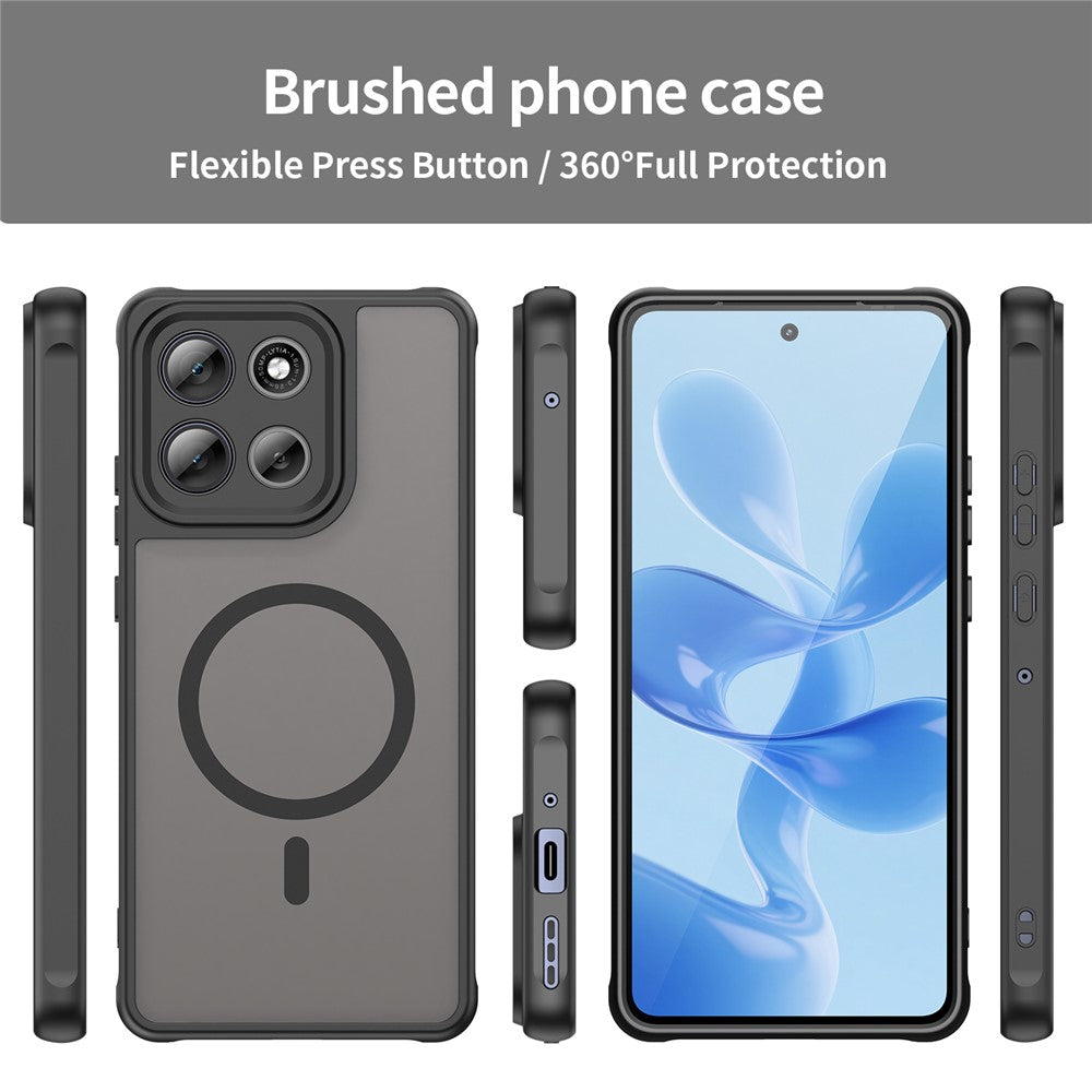 For Motorola Moto G100 Pro 5G Magnetic Case Anti Drop PC + TPU Phone Cover - Black