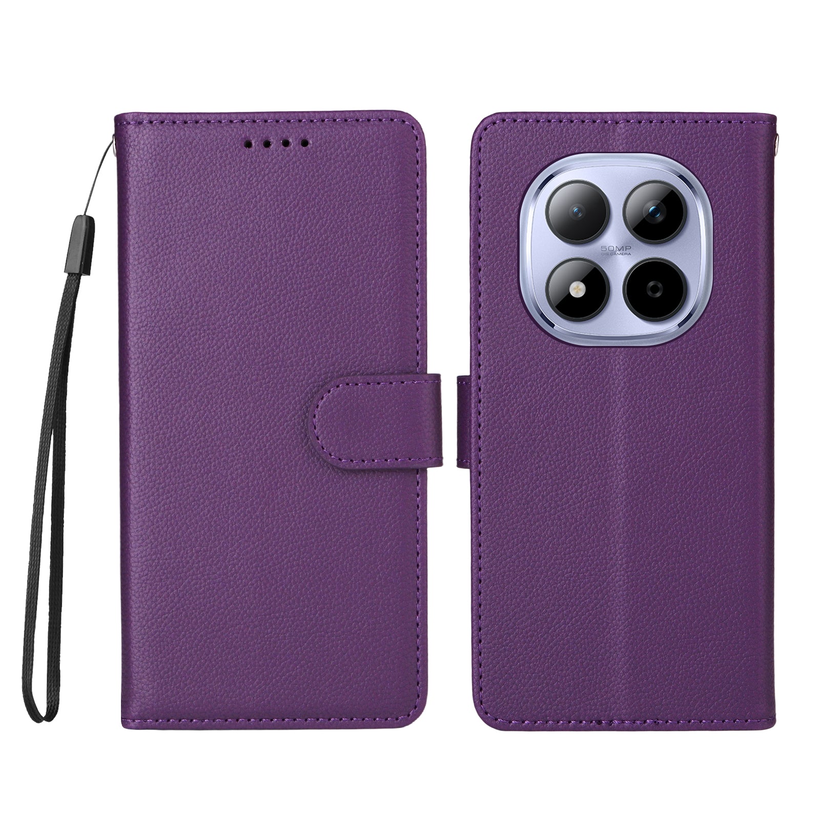 For Xiaomi Redmi Note 15 Pro 5G (Global) Case RFID Blocking 3 Card Slots PU Leather Phone Cover with Wrist Strap - Purple