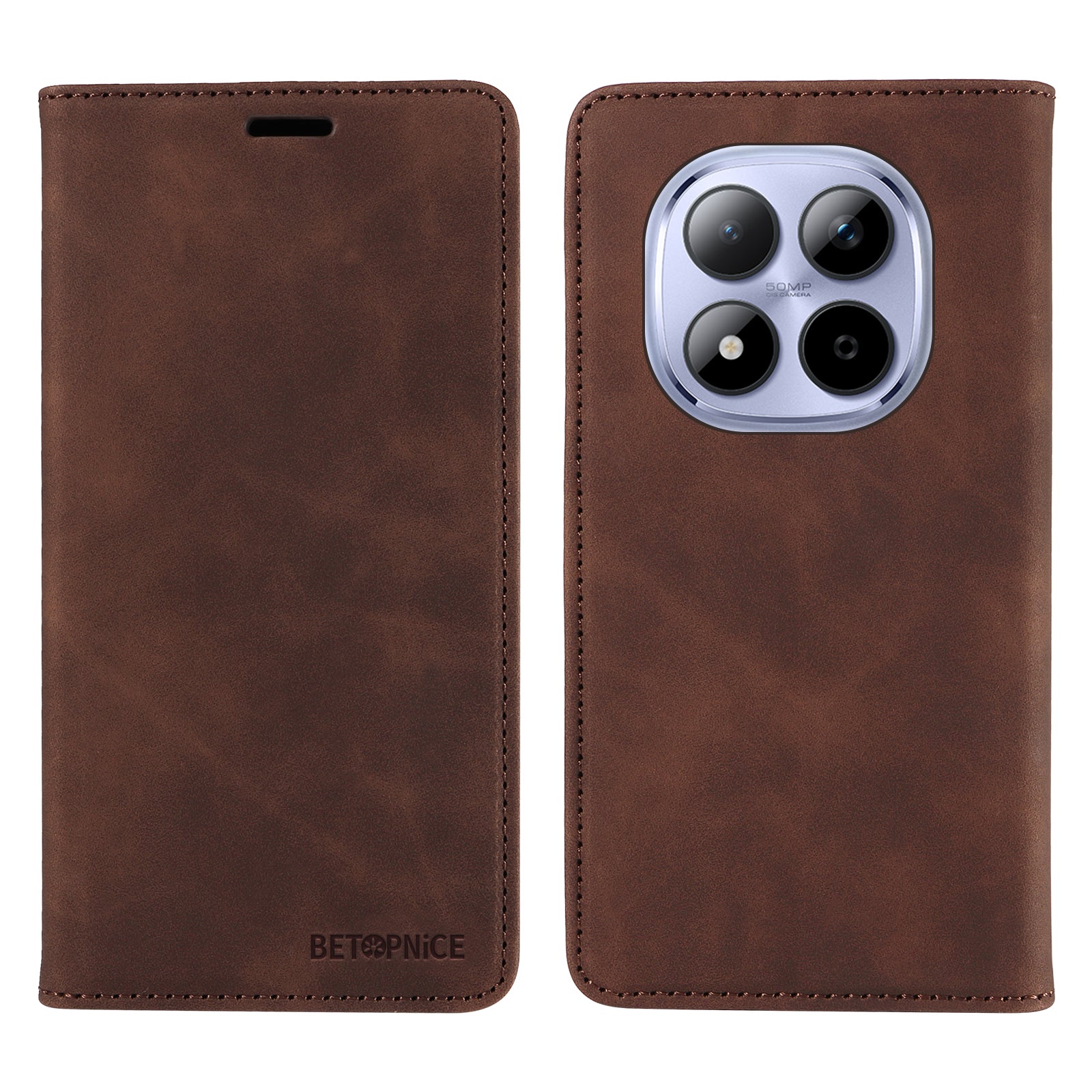 For Xiaomi Redmi Note 15 Pro 5G (Global) Case BETOPNICE Magnetic Closure RFID Blocking Wallet Stand Leather Phone Cover - Brown