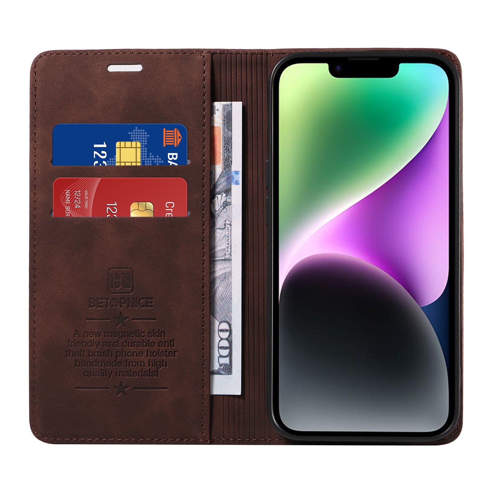 For Xiaomi Redmi Note 15 Pro 5G (Global) Case BETOPNICE Magnetic Closure RFID Blocking Wallet Stand Leather Phone Cover - Brown