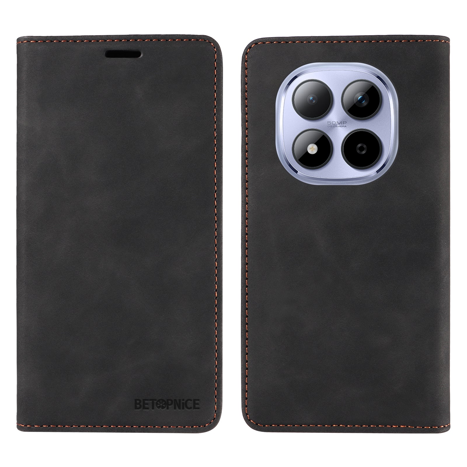 For Xiaomi Redmi Note 15 Pro 5G (Global) Case BETOPNICE Magnetic Closure RFID Blocking Wallet Stand Leather Phone Cover - Black