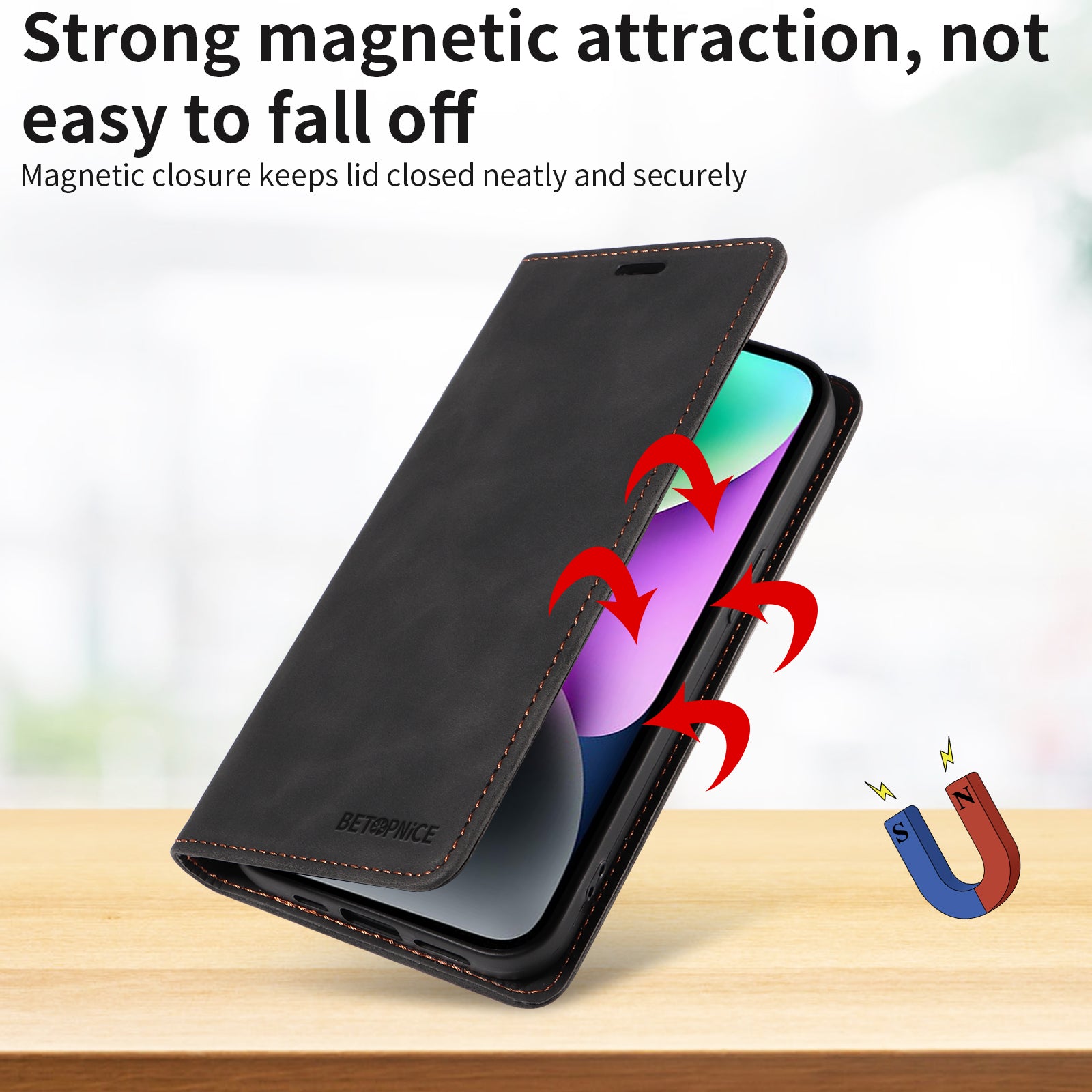 For Xiaomi Redmi Note 15 Pro 5G (Global) Case BETOPNICE Magnetic Closure RFID Blocking Wallet Stand Leather Phone Cover - Black