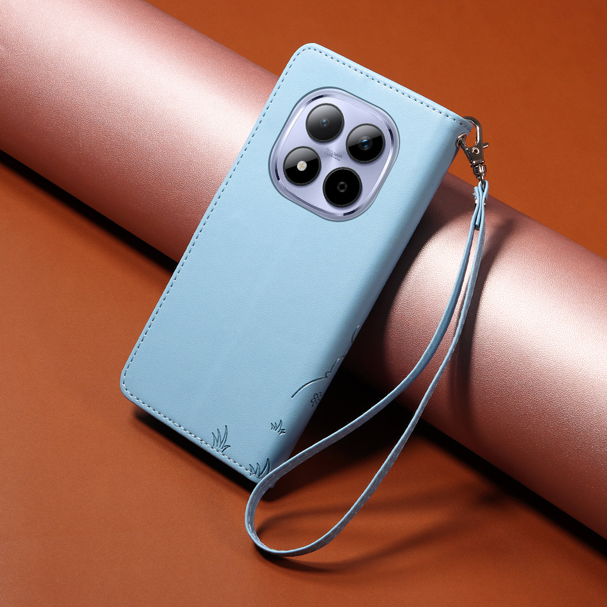 For Xiaomi Redmi Note 15 Pro 5G (Global) Case RFID Blocking Imprinted Dog Pattern PU Leather Phone Cover with Wrist Strap - Blue