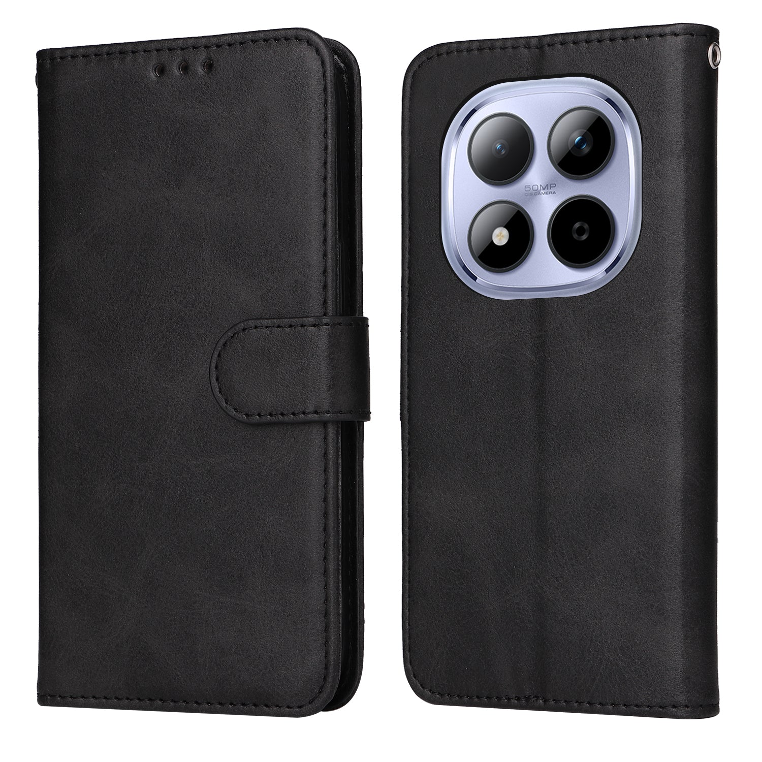 For Xiaomi Redmi Note 15 Pro 5G (Global) Case Wallet PU Leather Folio Flip Phone Cover - Black