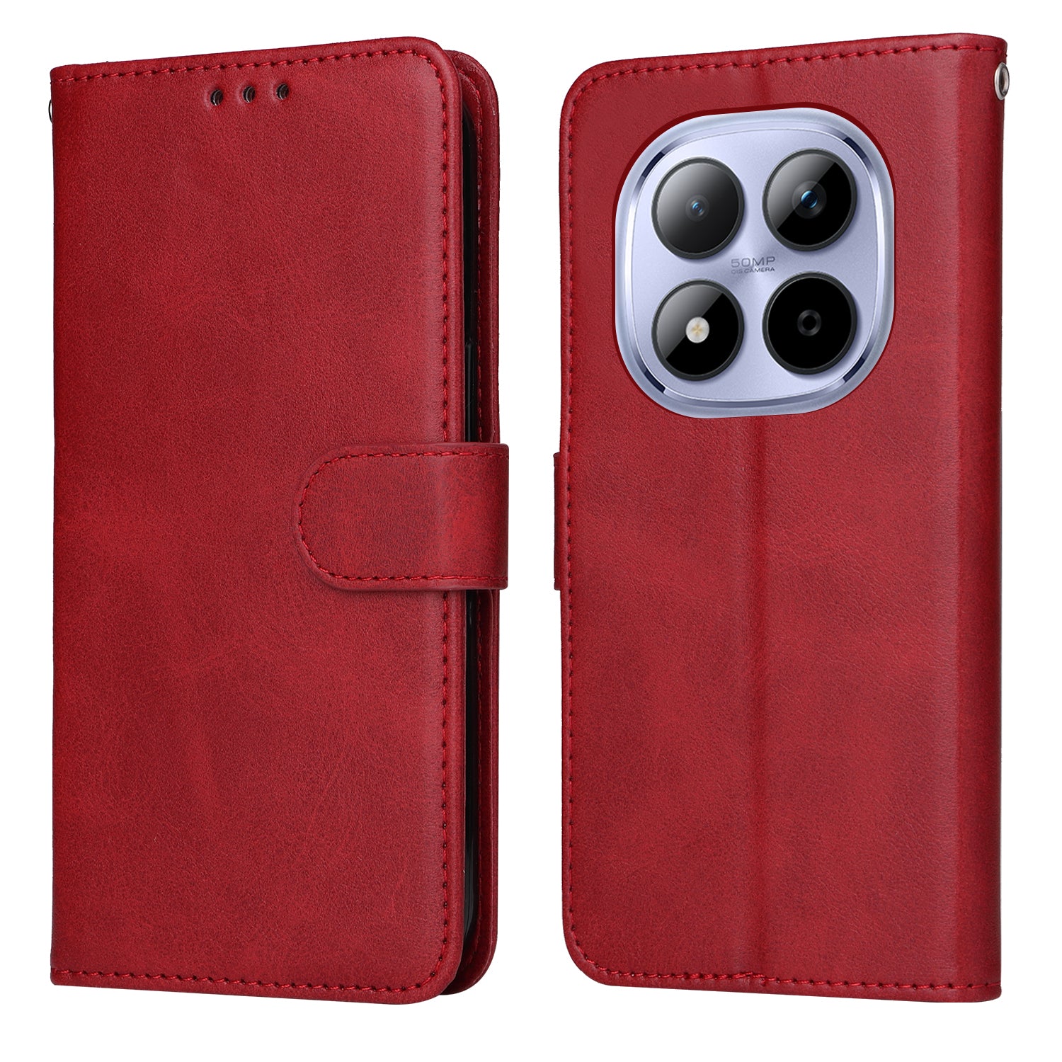 For Xiaomi Redmi Note 15 Pro 5G (Global) Case Wallet PU Leather Folio Flip Phone Cover - Red