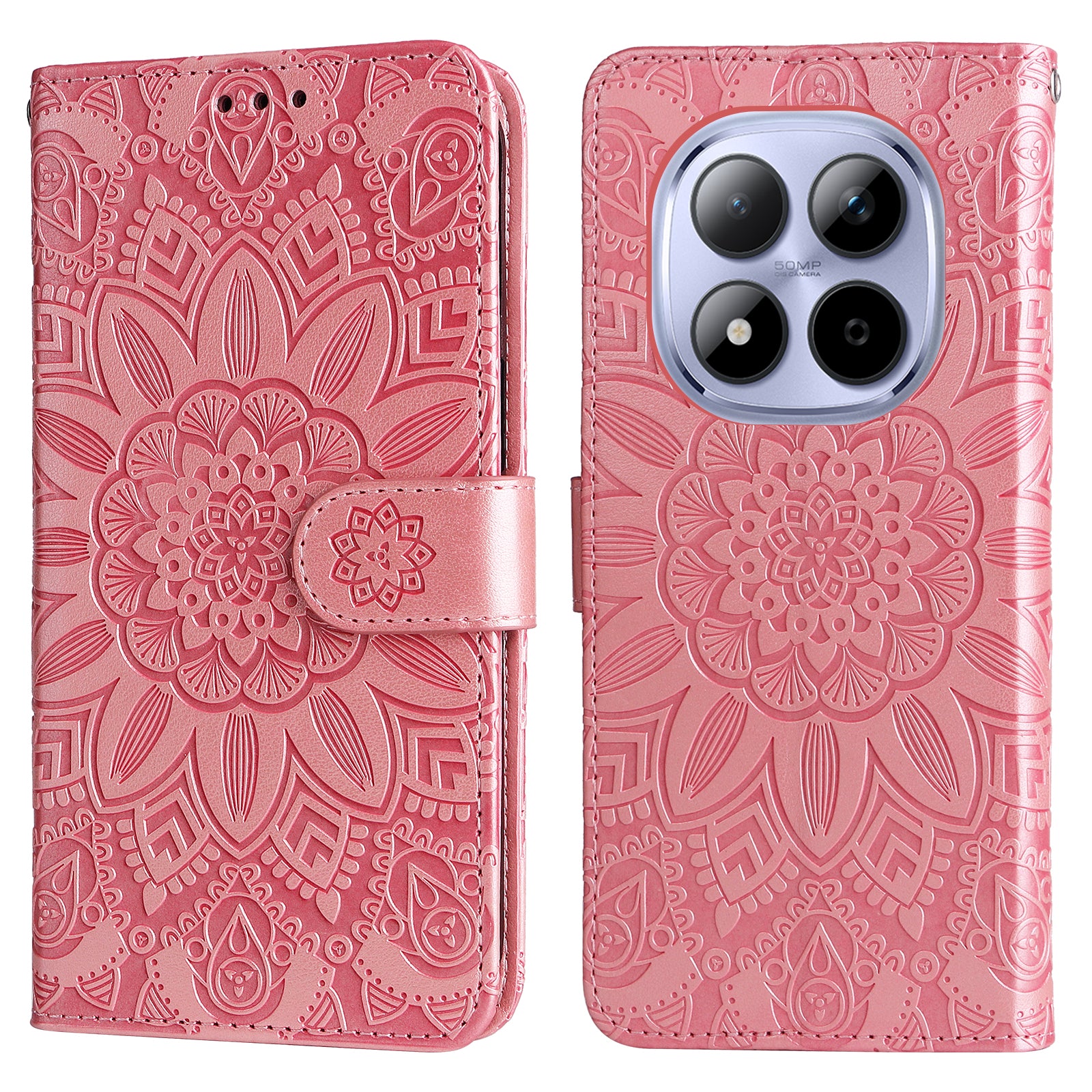 For Xiaomi Redmi Note 15 Pro 5G (Global) Case Sunflower Imprint Leather Wallet Phone Cover - Pink