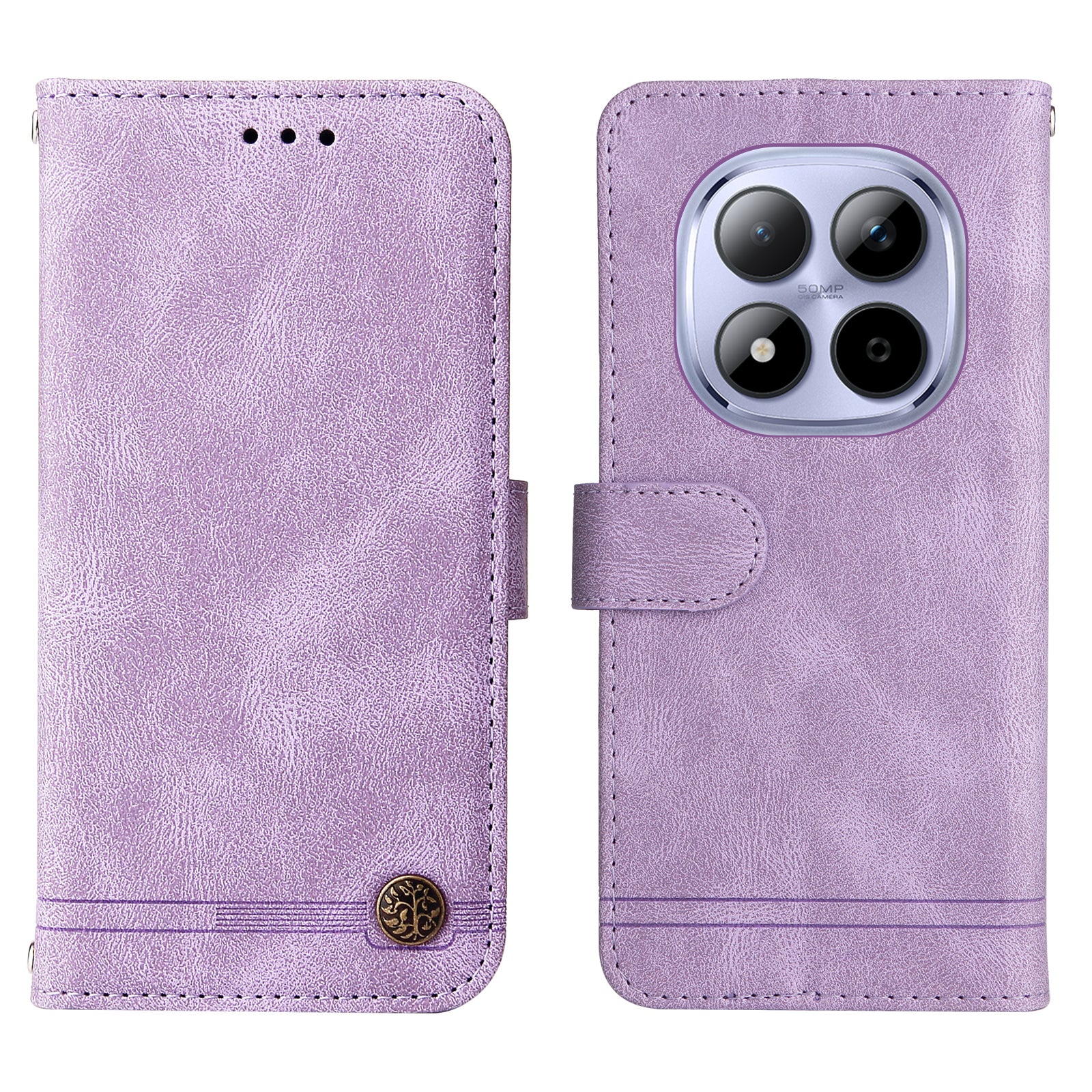 For Xiaomi Redmi Note 15 Pro 5G (Global) Leather Wallet Cases Skin Touch Phone Cover Stand with Strap - Purple