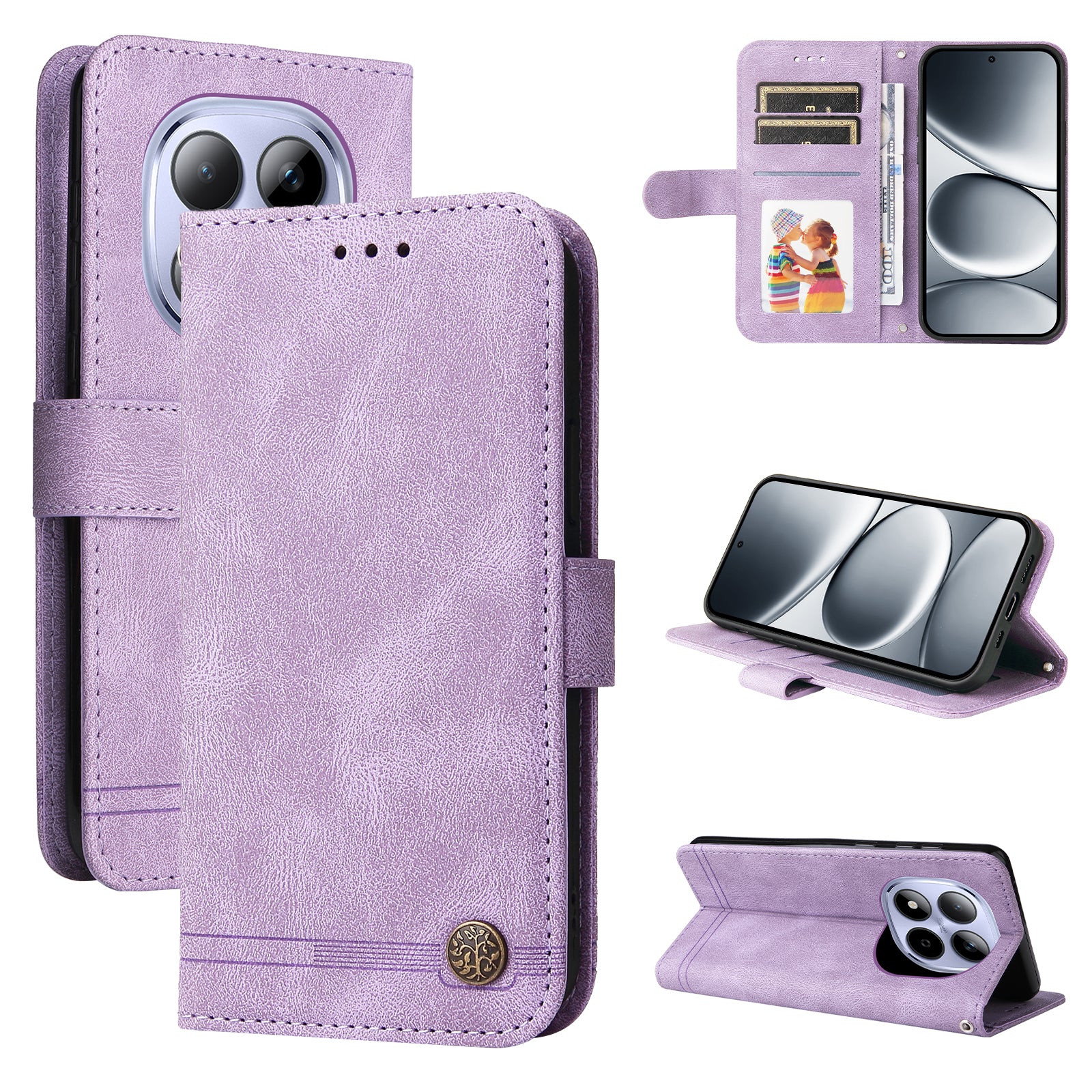 For Xiaomi Redmi Note 15 Pro 5G (Global) Leather Wallet Cases Skin Touch Phone Cover Stand with Strap - Purple