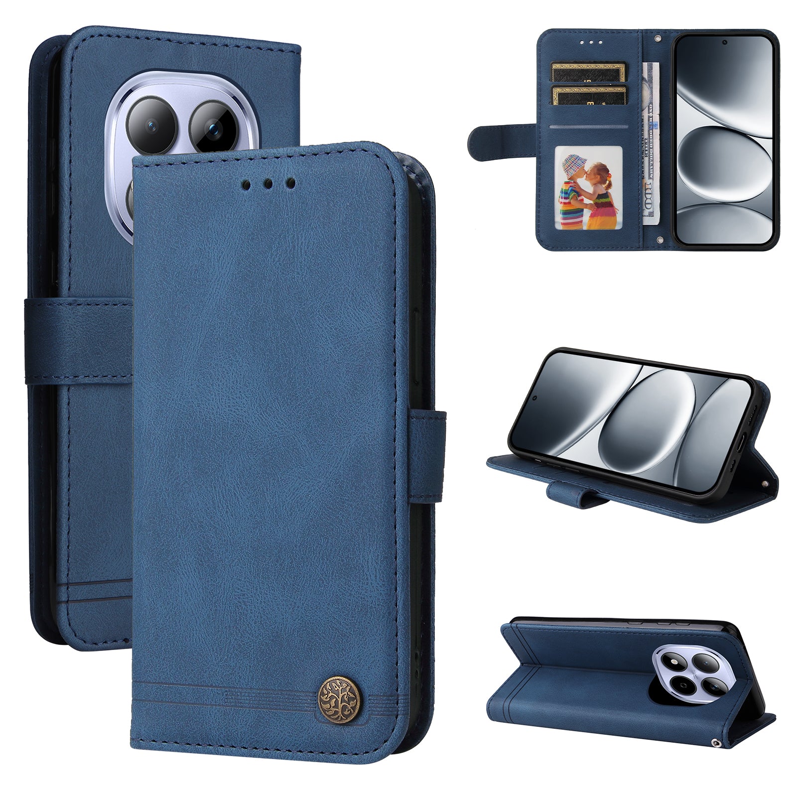 For Xiaomi Redmi Note 15 Pro 5G (Global) Leather Wallet Cases Skin Touch Phone Cover Stand with Strap - Blue