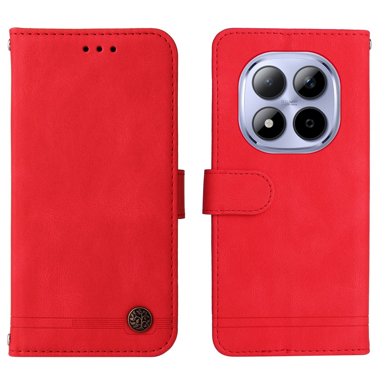 For Xiaomi Redmi Note 15 Pro 5G (Global) Leather Wallet Cases Skin Touch Phone Cover Stand with Strap - Red