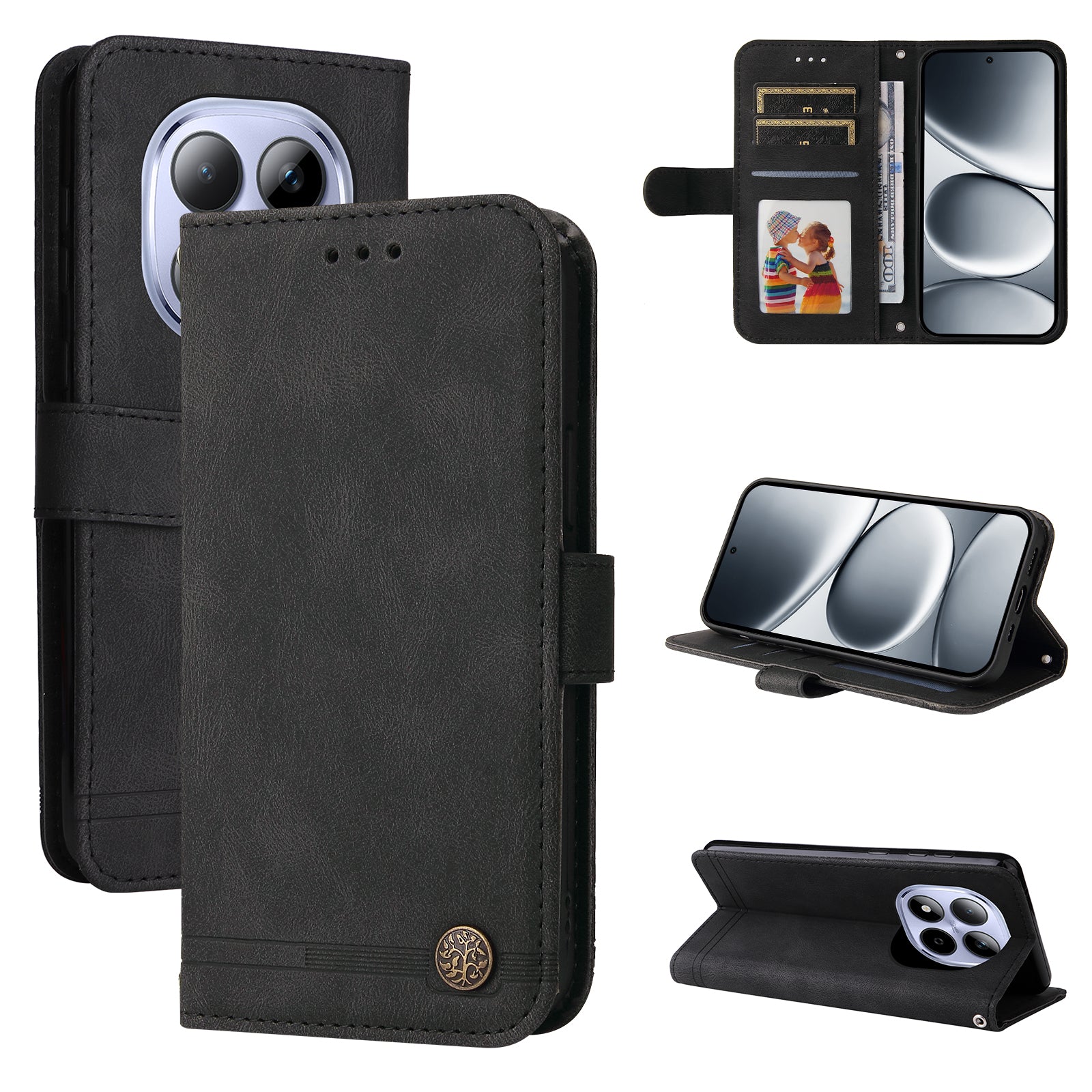 For Xiaomi Redmi Note 15 Pro 5G (Global) Leather Wallet Cases Skin Touch Phone Cover Stand with Strap - Black
