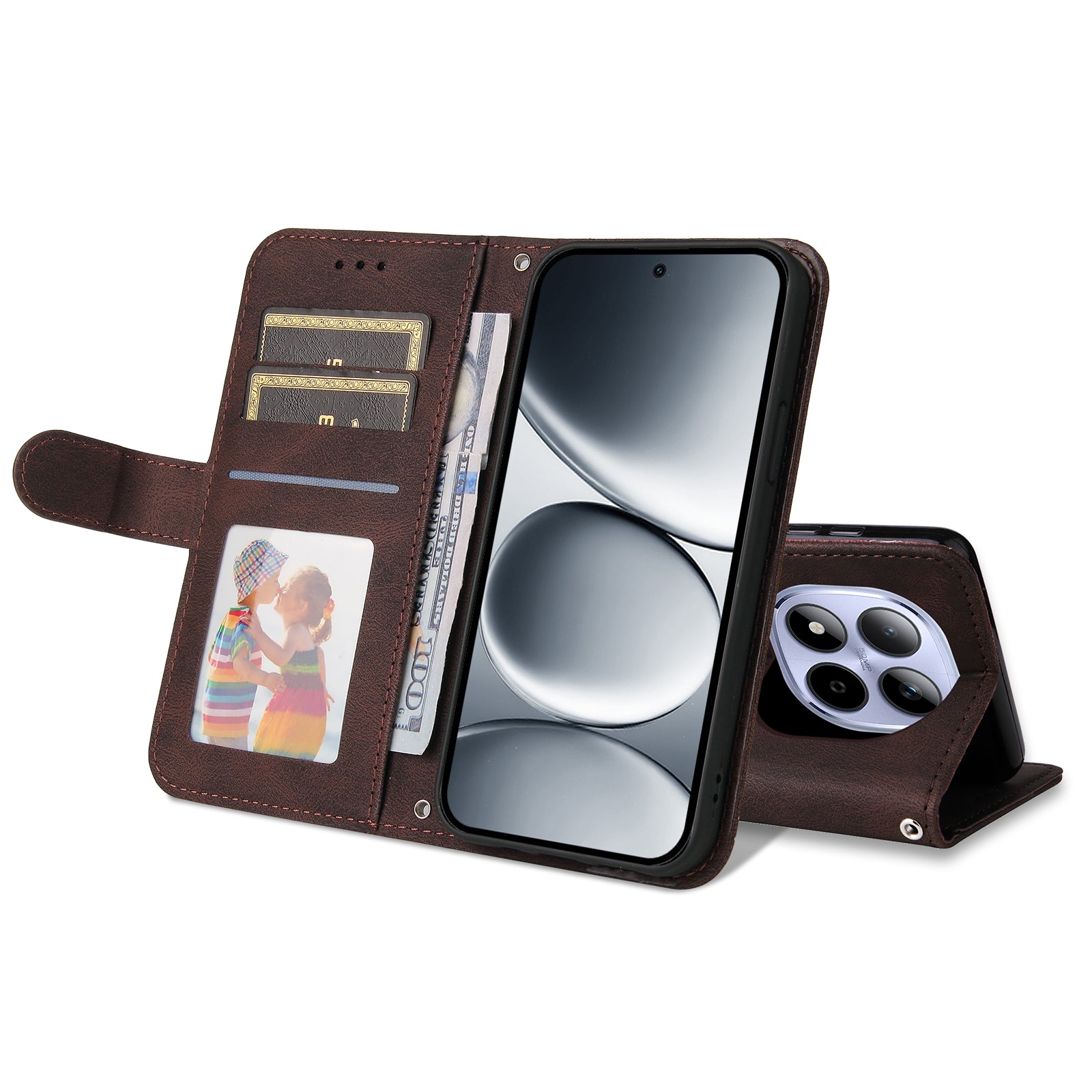 For Xiaomi Redmi Note 15 Pro 5G (Global) Leather Wallet Cases Skin Touch Phone Cover Stand with Strap - Brown