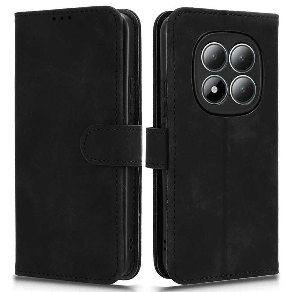 For Xiaomi Poco M8 Pro 5G / Redmi Note 15 Pro+ 5G (Global) Leather Case Skin Feel Anti Drop Wallet Flip Phone Cover - Black