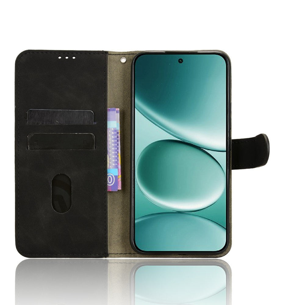 For Xiaomi Poco M8 Pro 5G / Redmi Note 15 Pro+ 5G (Global) Leather Case Skin Feel Anti Drop Wallet Flip Phone Cover - Black