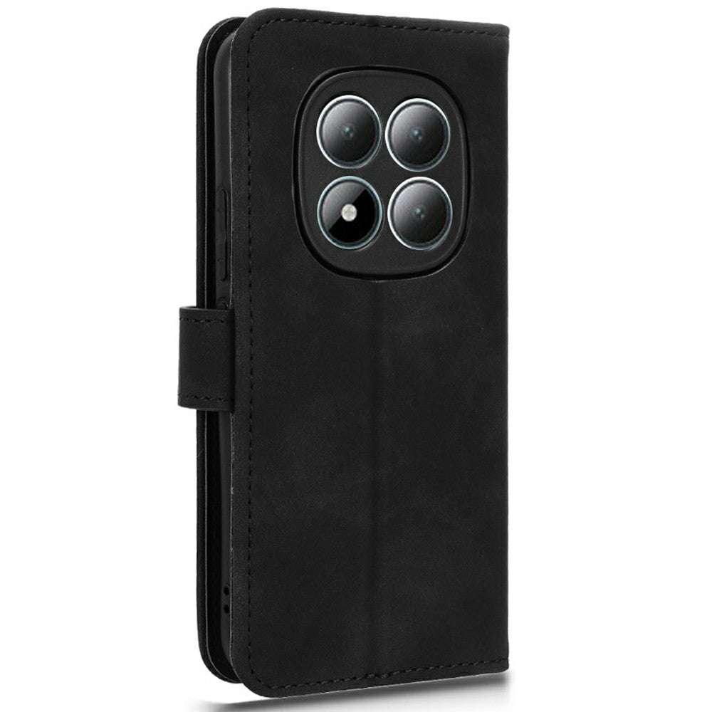 For Xiaomi Poco M8 Pro 5G / Redmi Note 15 Pro+ 5G (Global) Leather Case Skin Feel Anti Drop Wallet Flip Phone Cover - Black