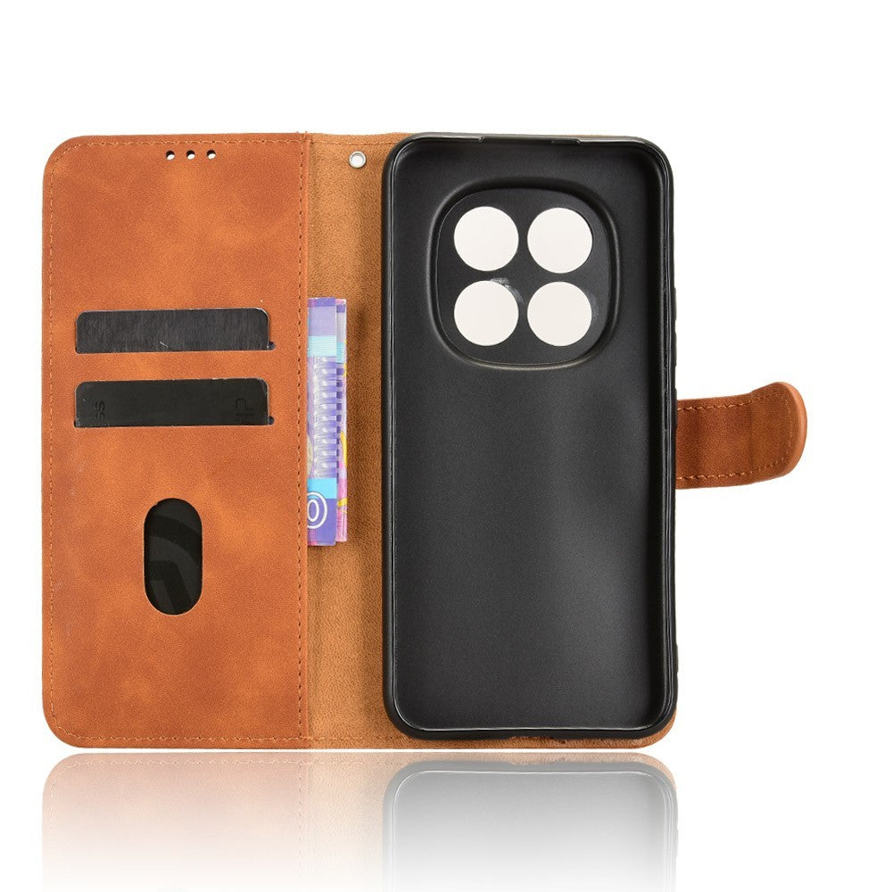 For Xiaomi Poco M8 Pro 5G / Redmi Note 15 Pro+ 5G (Global) Leather Case Skin Feel Anti Drop Wallet Flip Phone Cover - Brown