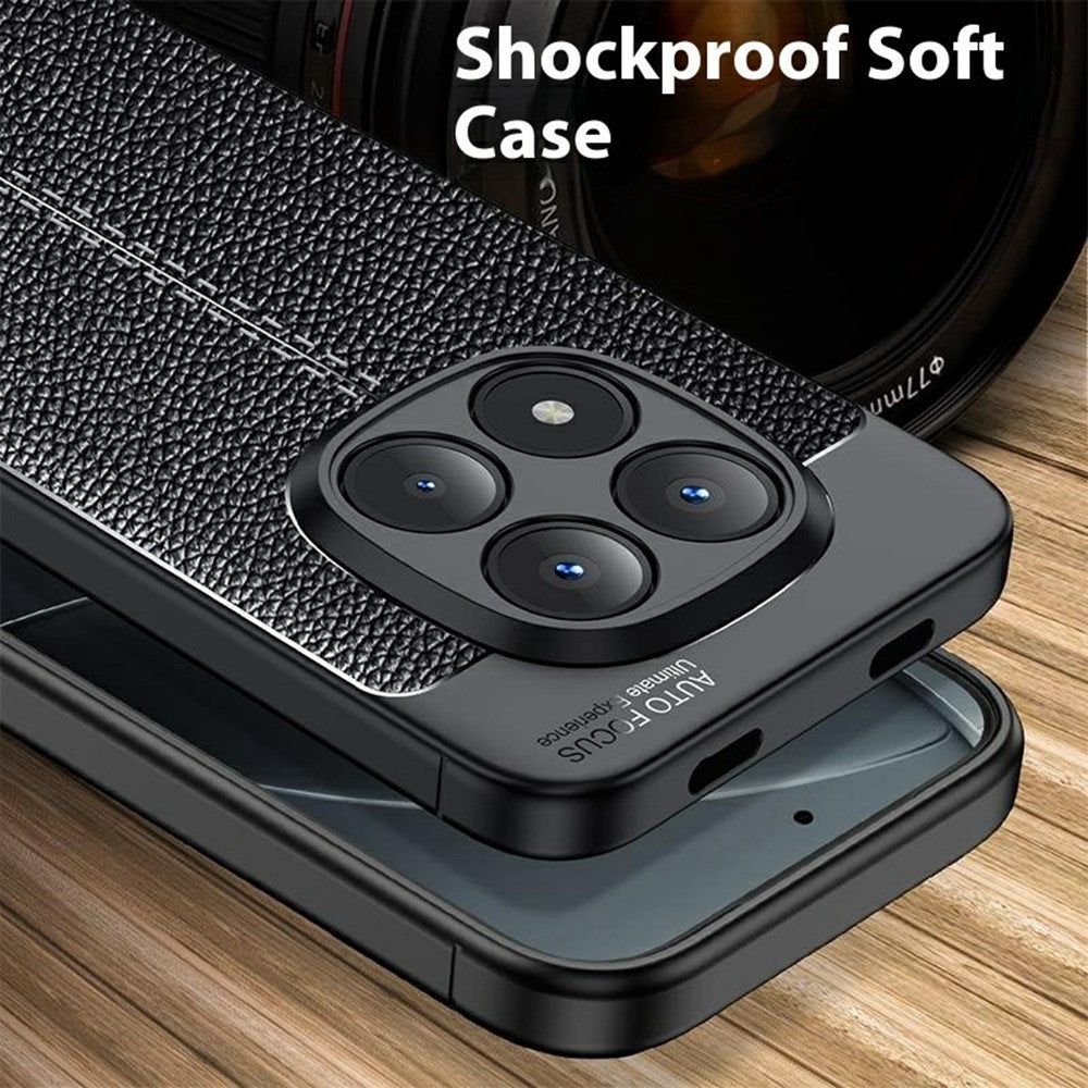 For Xiaomi Poco M8 Pro 5G / Redmi Note 15 Pro+ 5G (Global) Case Litchi Texture TPU Flexible Phone Cover, Black