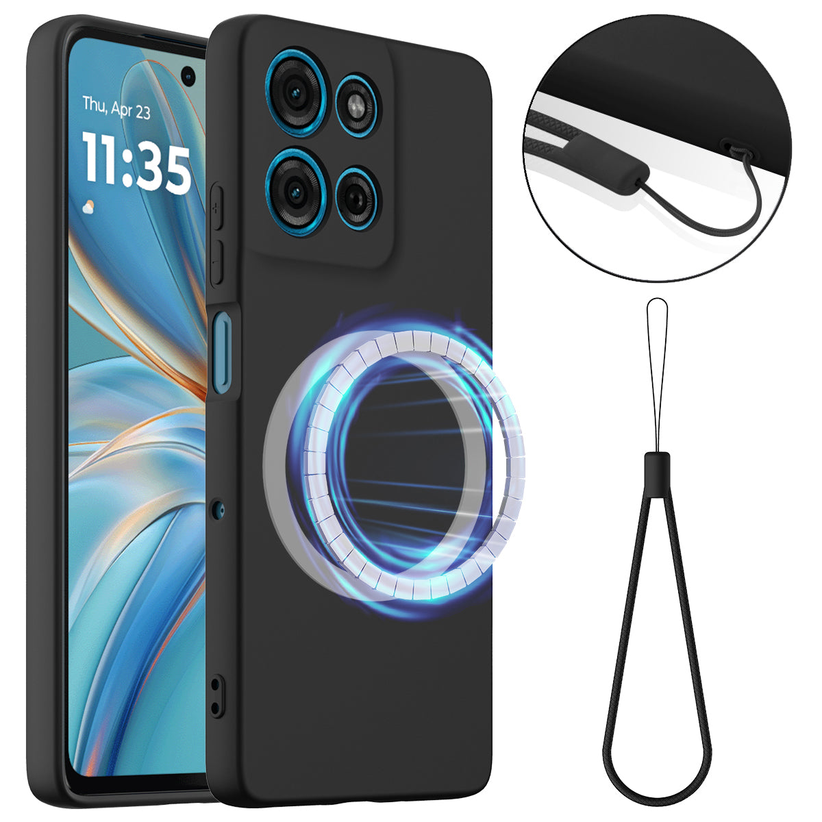 For Motorola Moto G100 Pro 5G Magnetic Case Anti-Drop Liquid Silicone Phone Cover - Black