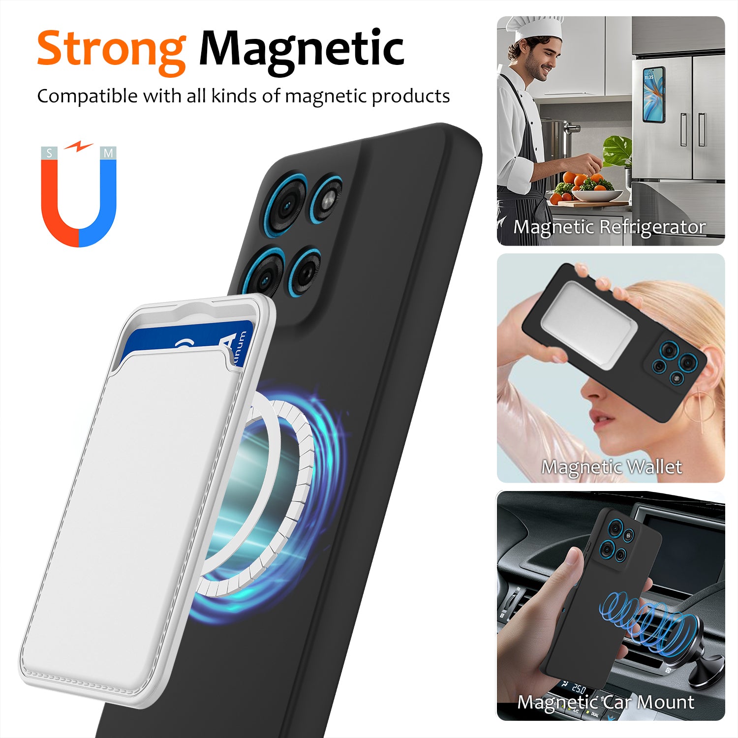 For Motorola Moto G100 Pro 5G Magnetic Case Anti-Drop Liquid Silicone Phone Cover - Black