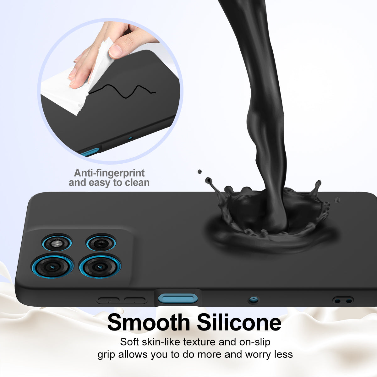 For Motorola Moto G100 Pro 5G Magnetic Case Anti-Drop Liquid Silicone Phone Cover - Black