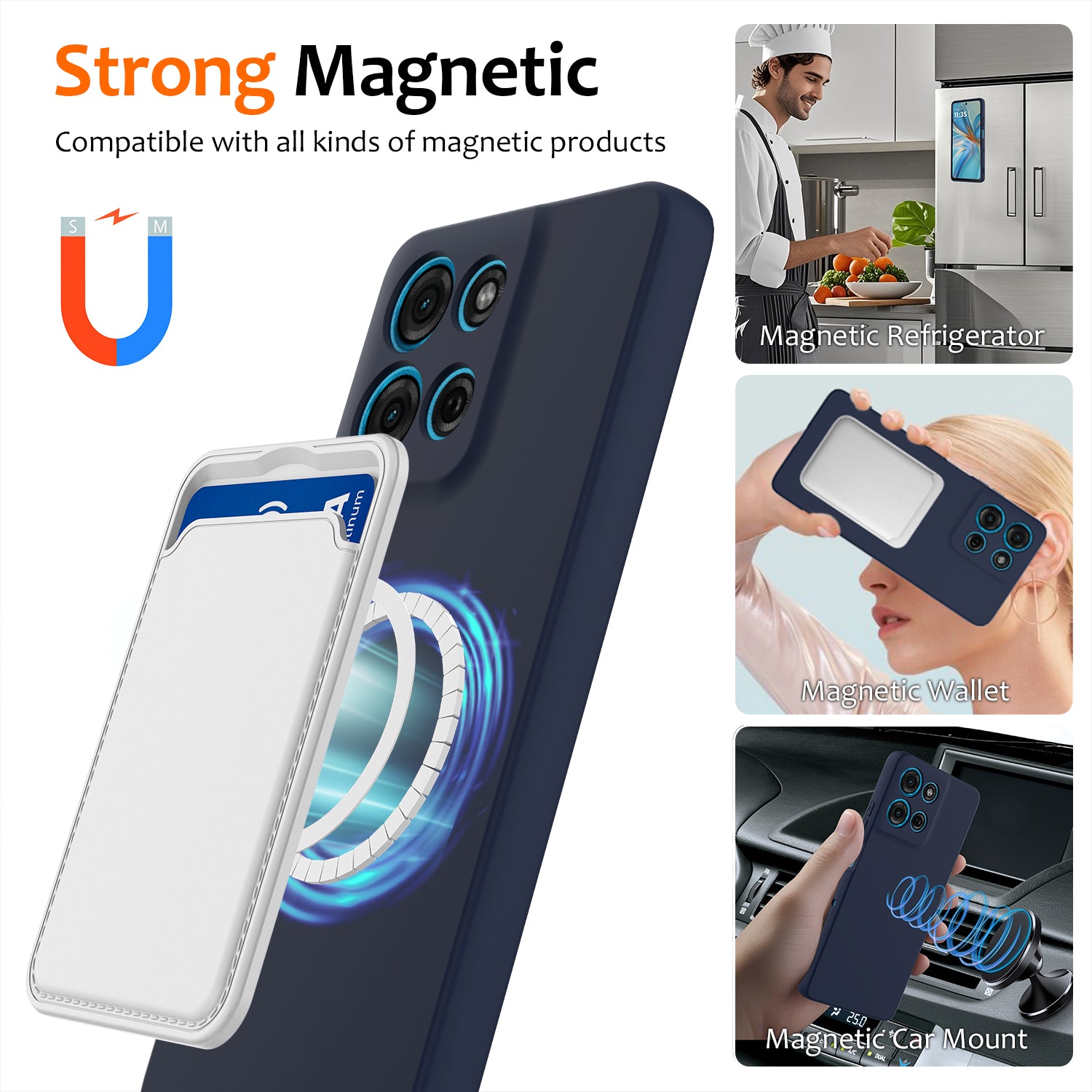 For Motorola Moto G100 Pro 5G Magnetic Case Anti-Drop Liquid Silicone Phone Cover - Dark Blue