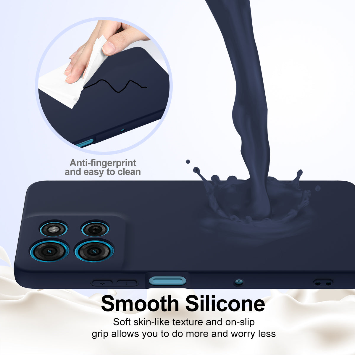 For Motorola Moto G100 Pro 5G Magnetic Case Anti-Drop Liquid Silicone Phone Cover - Dark Blue