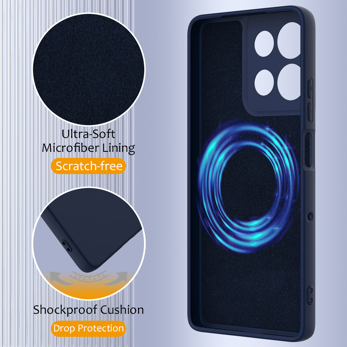 For Motorola Moto G100 Pro 5G Magnetic Case Anti-Drop Liquid Silicone Phone Cover - Dark Blue