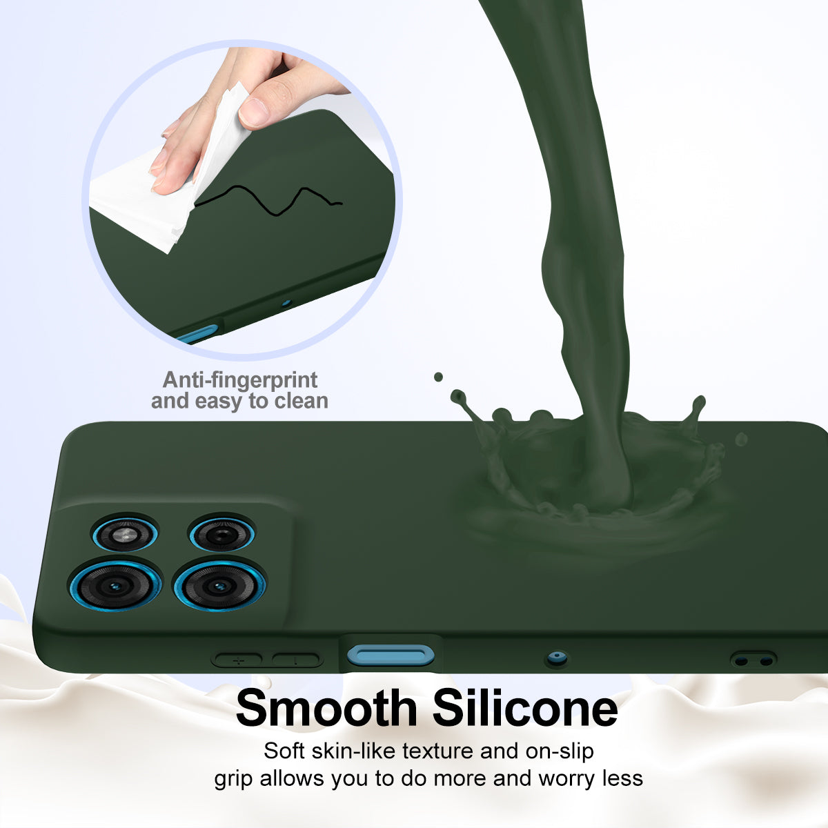 For Motorola Moto G100 Pro 5G Magnetic Case Anti-Drop Liquid Silicone Phone Cover - Dark Green