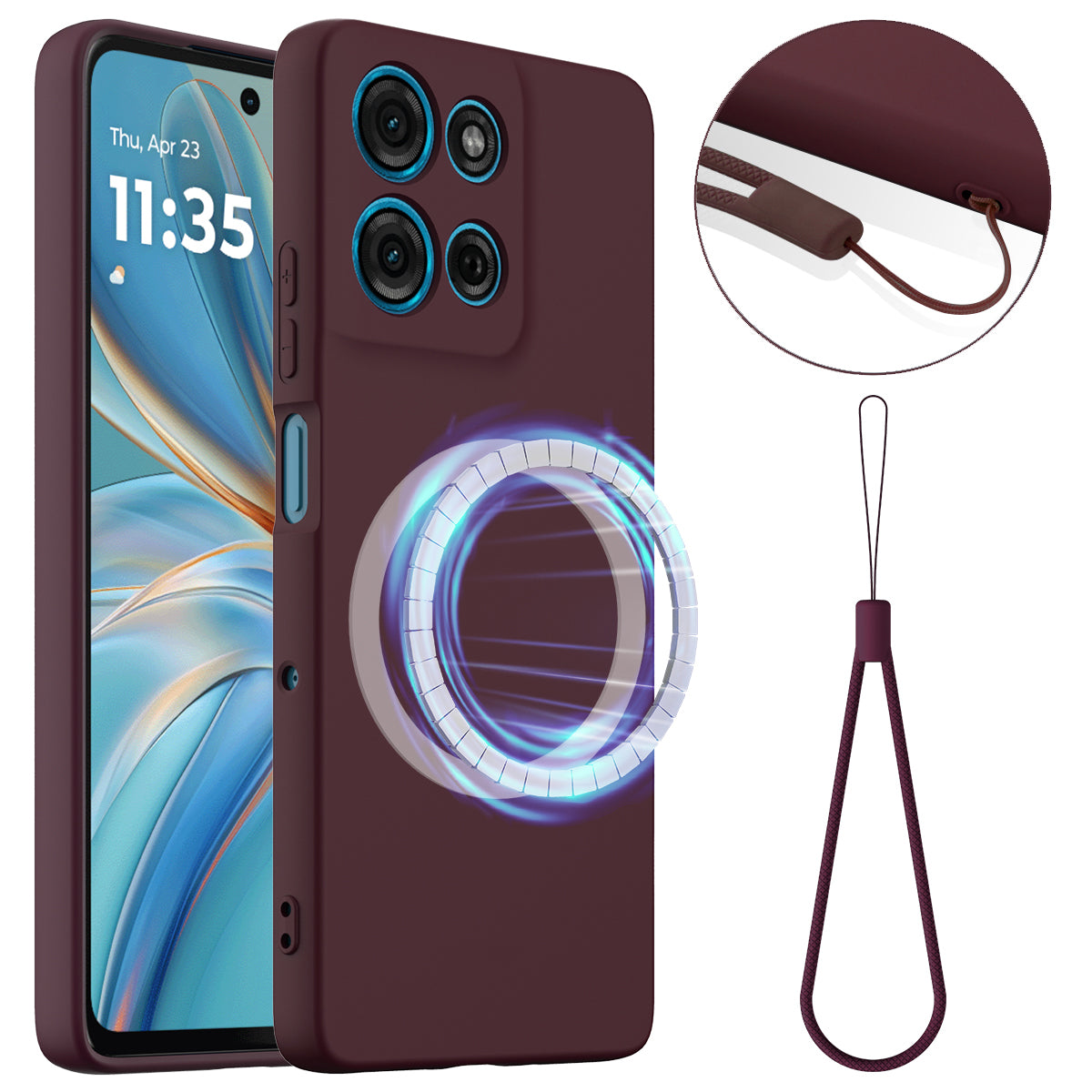 For Motorola Moto G100 Pro 5G Magnetic Case Anti-Drop Liquid Silicone Phone Cover - Wine Red