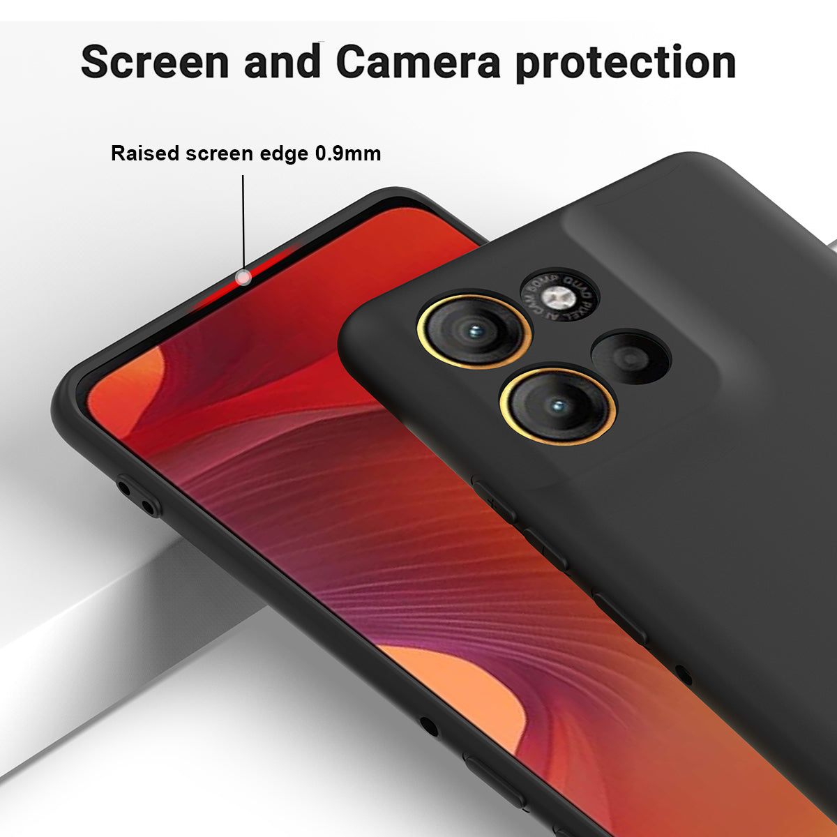 For Motorola Moto G100 Pro 5G Liquid Silicone Case Phone Back Cover with Hand Strap - Black