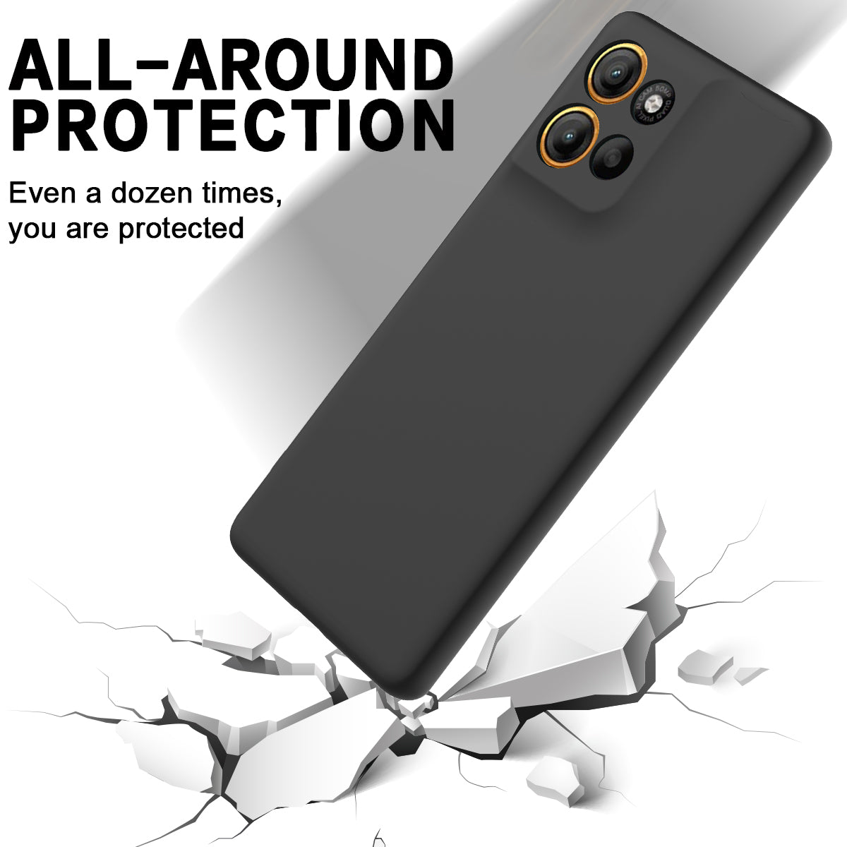 For Motorola Moto G100 Pro 5G Liquid Silicone Case Phone Back Cover with Hand Strap - Black