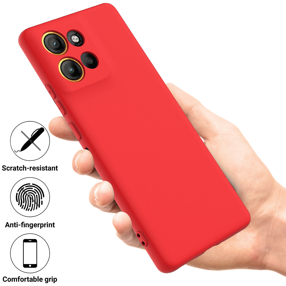 For Motorola Moto G100 Pro 5G Liquid Silicone Case Phone Back Cover with Hand Strap - Red