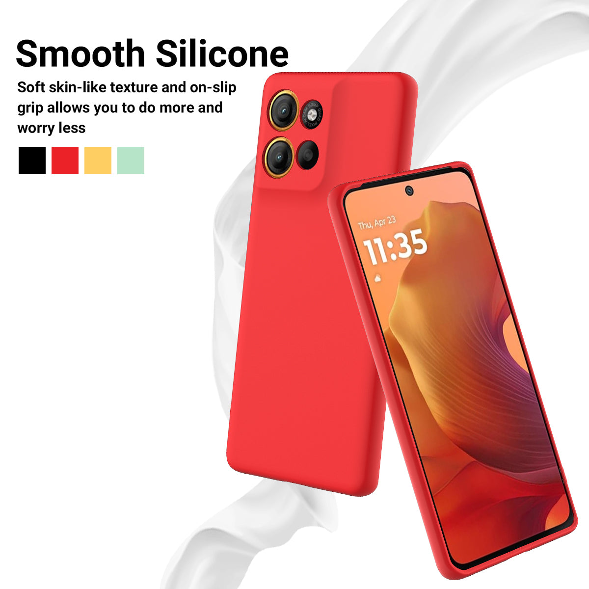 For Motorola Moto G100 Pro 5G Liquid Silicone Case Phone Back Cover with Hand Strap - Red