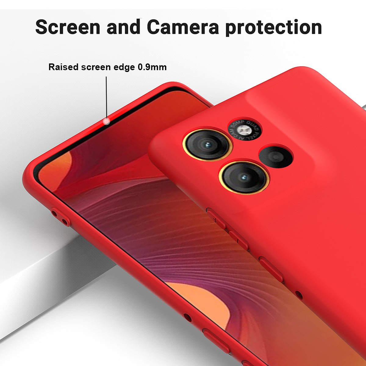 For Motorola Moto G100 Pro 5G Liquid Silicone Case Phone Back Cover with Hand Strap - Red