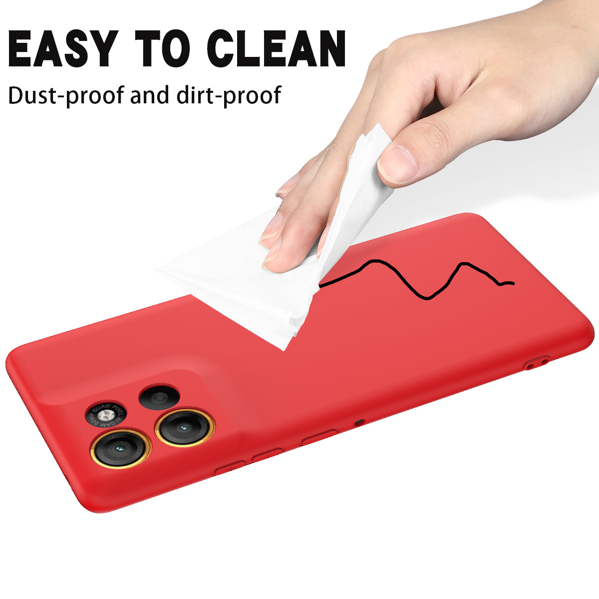 For Motorola Moto G100 Pro 5G Liquid Silicone Case Phone Back Cover with Hand Strap - Red