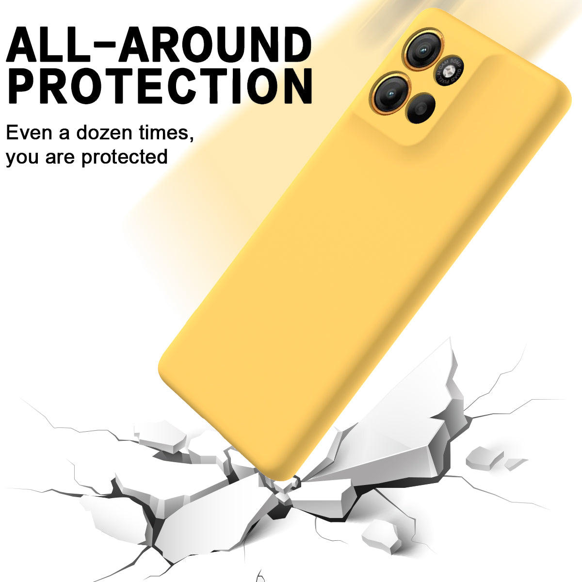 For Motorola Moto G100 Pro 5G Liquid Silicone Case Phone Back Cover with Hand Strap - Yellow