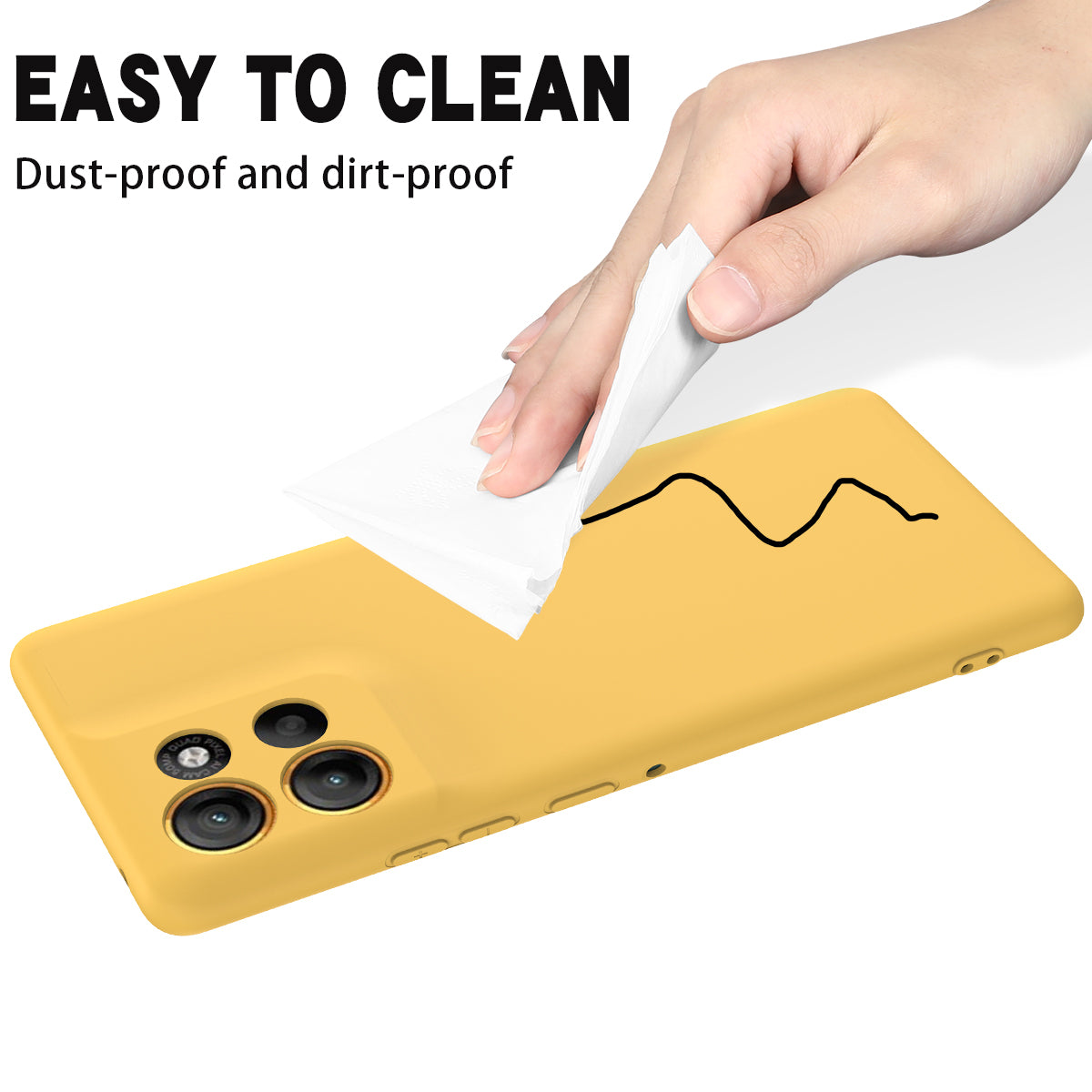 For Motorola Moto G100 Pro 5G Liquid Silicone Case Phone Back Cover with Hand Strap - Yellow