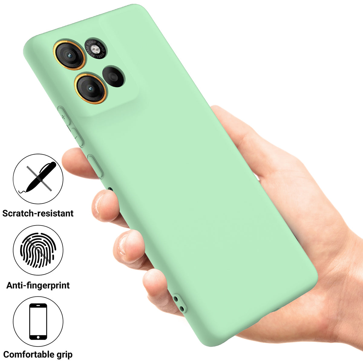 For Motorola Moto G100 Pro 5G Liquid Silicone Case Phone Back Cover with Hand Strap - Green