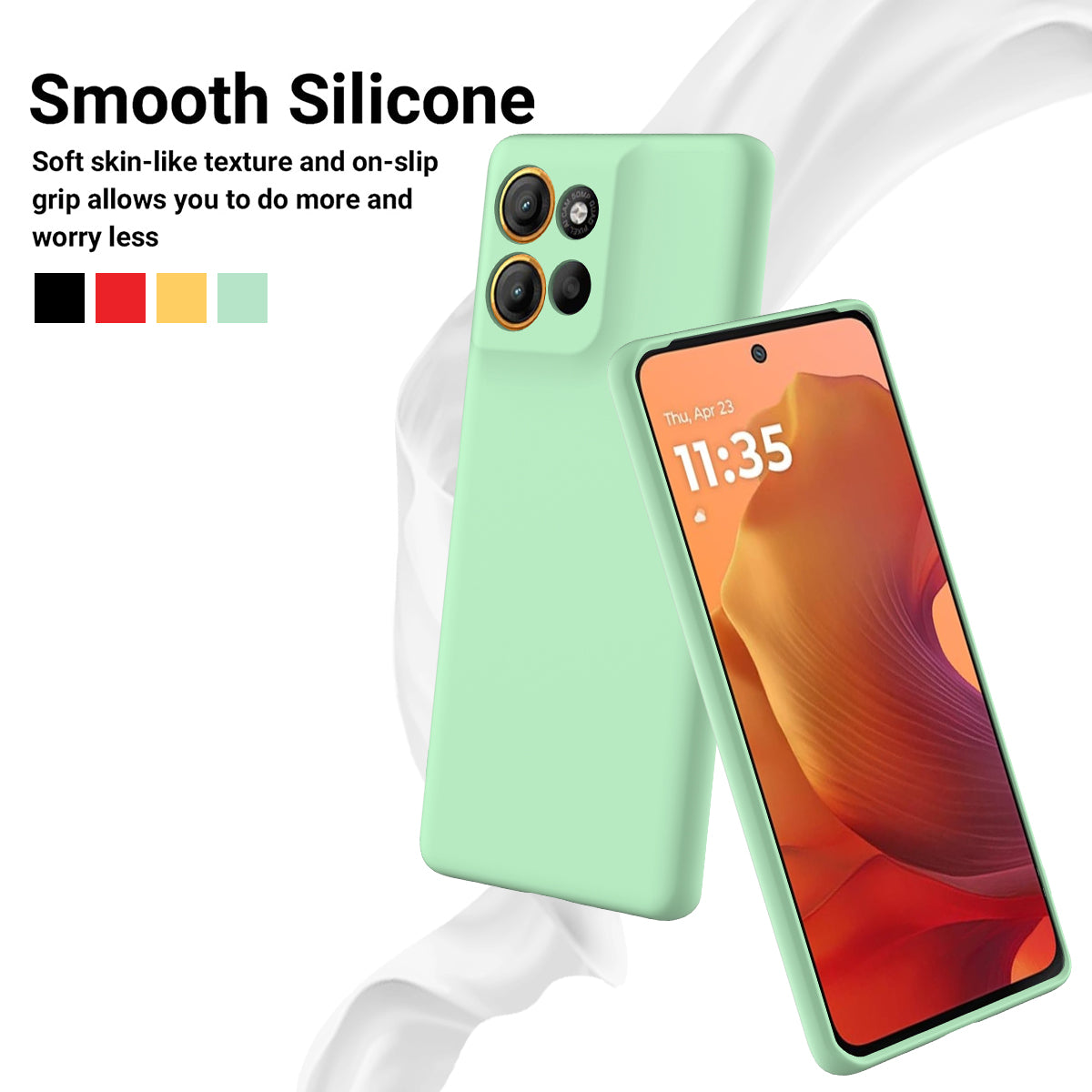For Motorola Moto G100 Pro 5G Liquid Silicone Case Phone Back Cover with Hand Strap - Green