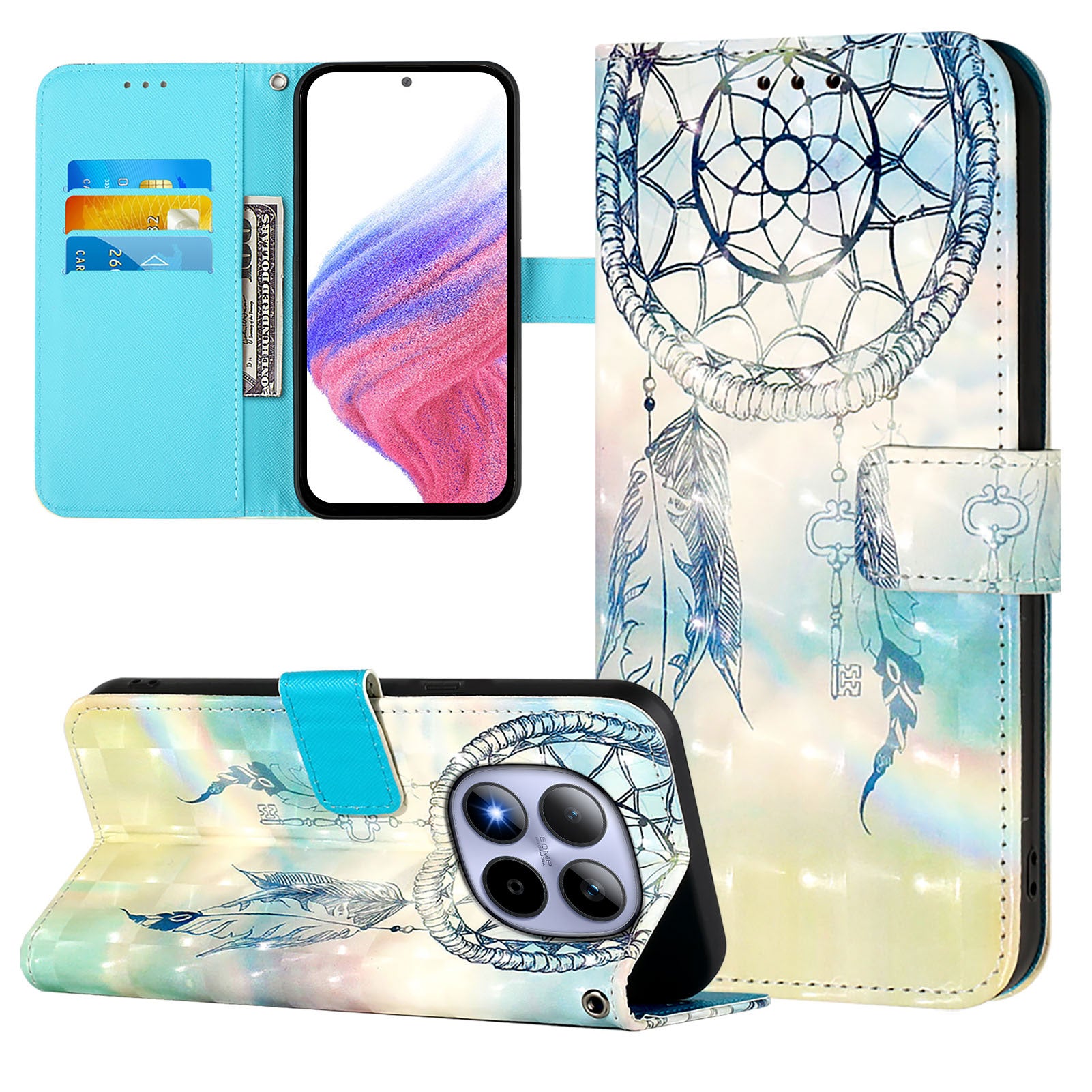 For Xiaomi Redmi Note 15 Pro 5G (Global) Leather Case Pattern Printing Wallet Stand Mobile Cover with Strap - Dream Wind Chime