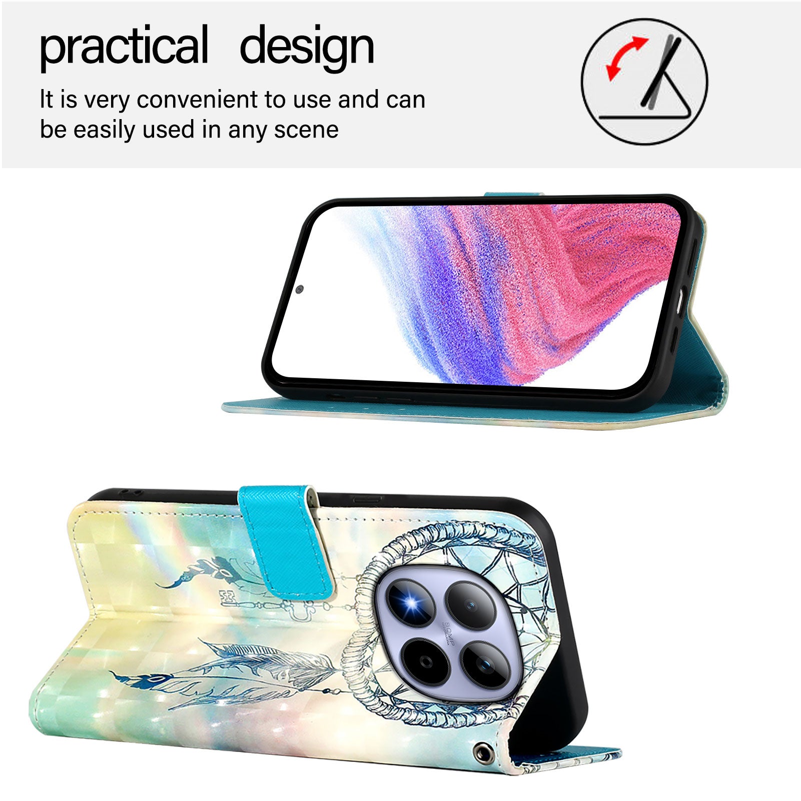 For Xiaomi Redmi Note 15 Pro 5G (Global) Leather Case Pattern Printing Wallet Stand Mobile Cover with Strap - Dream Wind Chime
